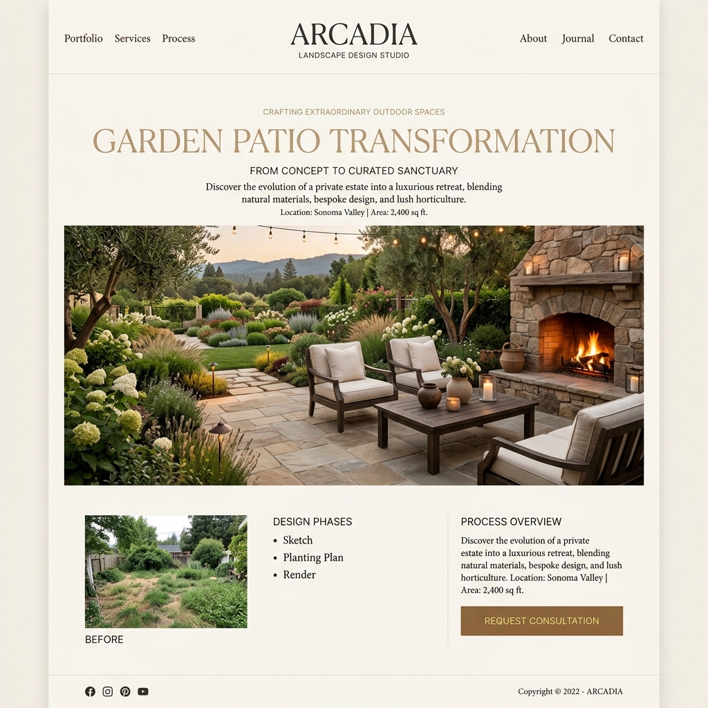 Julie Hull Landscape Design UI Screenshot